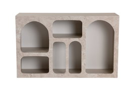 Hanah Home Consola Liva 120 - Mueble de Entrada o Salón con Puertas, 120x74x37 cm, color Mármol Travertino y Arenisca